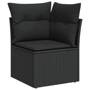 vidaXL 5 Piece Garden Sofa Set with Cushions Black Poly Rattan Acacia