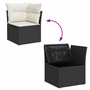 vidaXL 5 Piece Garden Sofa Set with Cushions Black Poly Rattan Acacia