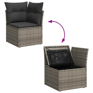 vidaXL 5 Piece Garden Sofa Set with Cushions Grey Poly Rattan Acacia