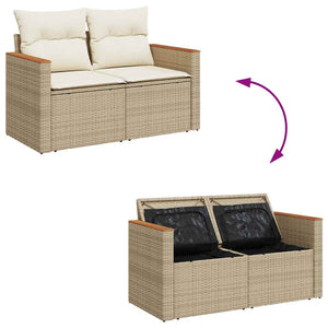 vidaXL 5 Piece Garden Sofa Set with Cushions Beige Poly Rattan Acacia