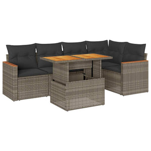 vidaXL 5 Piece Garden Sofa Set with Cushions Grey Poly Rattan Acacia