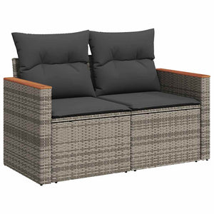 vidaXL 5 Piece Garden Sofa Set with Cushions Grey Poly Rattan Acacia