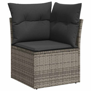 vidaXL 5 Piece Garden Sofa Set with Cushions Grey Poly Rattan Acacia