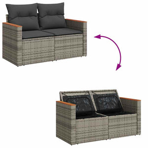 vidaXL 5 Piece Garden Sofa Set with Cushions Grey Poly Rattan Acacia