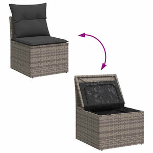 vidaXL 5 Piece Garden Sofa Set with Cushions Grey Poly Rattan Acacia