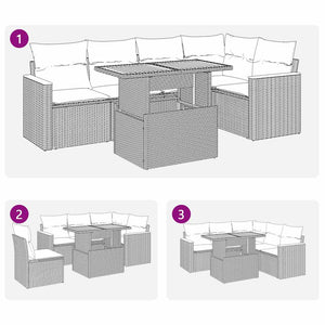 vidaXL 5 Piece Garden Sofa Set with Cushions Grey Poly Rattan Acacia