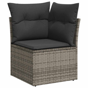 vidaXL 9 Piece Garden Sofa Set with Cushions Grey Poly Rattan Acacia