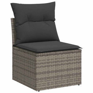 vidaXL 11 Piece Garden Sofa Set with Cushions Grey Poly Rattan Acacia