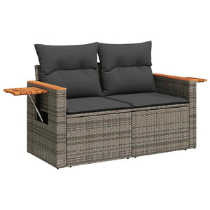 vidaXL 7 Piece Garden Sofa Set with Cushions Grey Poly Rattan Acacia