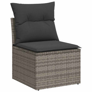 vidaXL 7 Piece Garden Sofa Set with Cushions Grey Poly Rattan Acacia