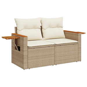 vidaXL 8 Piece Garden Sofa Set with Cushions Beige Poly Rattan Acacia