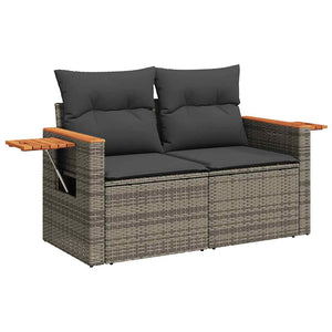 vidaXL 8 Piece Garden Sofa Set with Cushions Grey Poly Rattan Acacia