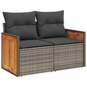 vidaXL 8 Piece Garden Sofa Set with Cushions Grey Poly Rattan Acacia