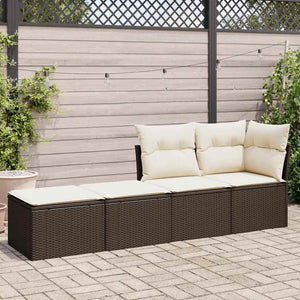 vidaXL 2 Piece Garden Sofa Set with Cushions Brown Poly Rattan Acacia