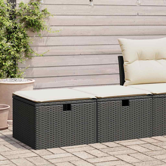 vidaXL 2 Piece Garden Sofa Set with Cushions Black Poly Rattan Acacia