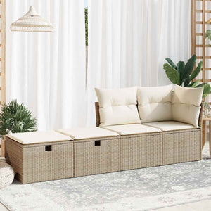 vidaXL 2 Piece Garden Sofa Set with Cushions Beige Poly Rattan Acacia