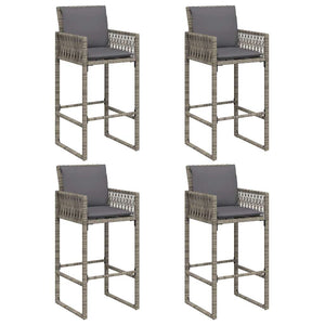 vidaXL 5 Piece Garden Bar Set with Cushions Grey Poly Rattan Acacia