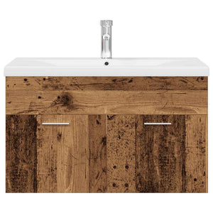 vidaXL Sink Cabinet with Built-in Basin and Faucet Old Wood