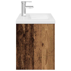 vidaXL Sink Cabinet with Built-in Basin and Faucet Old Wood