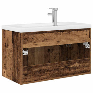 vidaXL Sink Cabinet with Built-in Basin and Faucet Old Wood