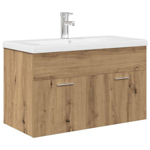 vidaXL Sink Cabinet with Built-in Basin and Faucet Artisan Oak