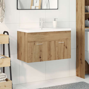 vidaXL Sink Cabinet with Built-in Basin and Faucet Artisan Oak