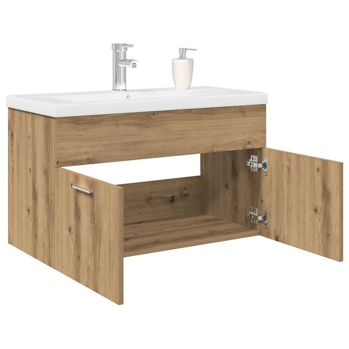 vidaXL Sink Cabinet with Built-in Basin and Faucet Artisan Oak