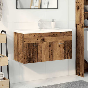 vidaXL Sink Cabinet with Built-in Basin Old Wood Engineered Wood