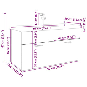 vidaXL Sink Cabinet with Built-in Basin Artisan Oak Engineered Wood