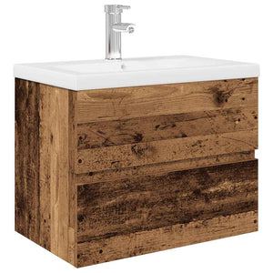 vidaXL Sink Cabinet with Built-in Basin and Faucet Old Wood