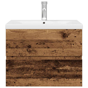 vidaXL Sink Cabinet with Built-in Basin and Faucet Old Wood