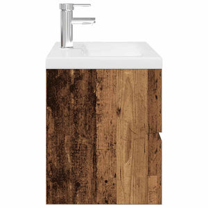 vidaXL Sink Cabinet with Built-in Basin and Faucet Old Wood