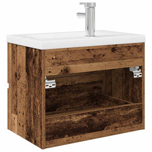 vidaXL Sink Cabinet with Built-in Basin and Faucet Old Wood