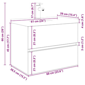 vidaXL Sink Cabinet with Built-in Basin and Faucet Old Wood