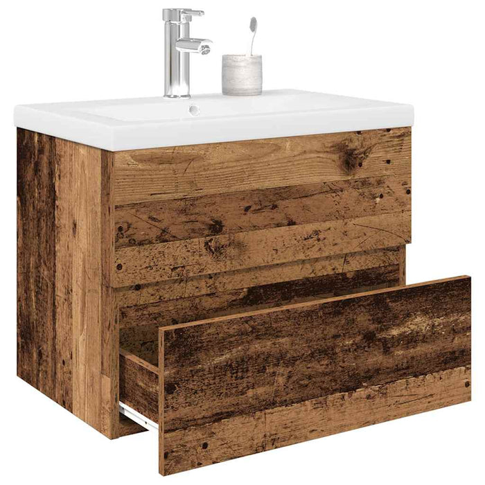 vidaXL Sink Cabinet with Built-in Basin and Faucet Old Wood