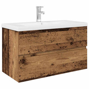 vidaXL Sink Cabinet with Built-in Basin and Faucet Old Wood