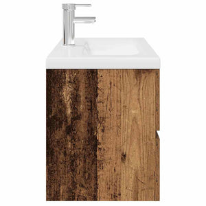 vidaXL Sink Cabinet with Built-in Basin and Faucet Old Wood