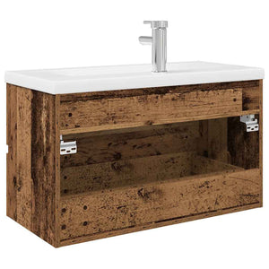 vidaXL Sink Cabinet with Built-in Basin and Faucet Old Wood