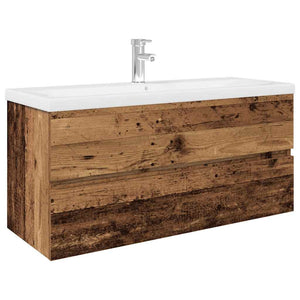 vidaXL Sink Cabinet with Built-in Basin and Faucet Old Wood