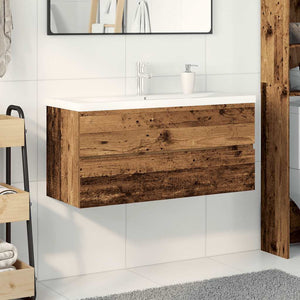 vidaXL Sink Cabinet with Built-in Basin and Faucet Old Wood