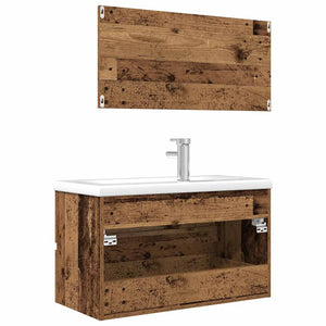 vidaXL 3 Piece Bathroom Furniture Set Old Wood Engineered Wood