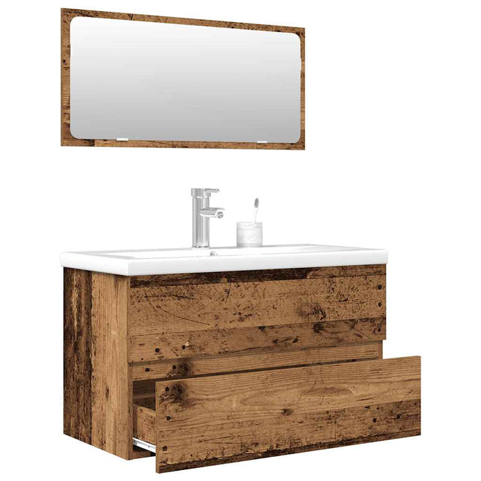 vidaXL 3 Piece Bathroom Furniture Set Old Wood Engineered Wood