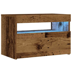 vidaXL Bedside Cabinet with LED Lights Old Wood 60x35x40 cm Engineered Wood