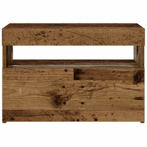 vidaXL Bedside Cabinet with LED Lights Old Wood 60x35x40 cm Engineered Wood