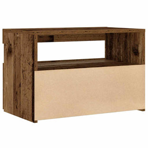 vidaXL Bedside Cabinet with LED Lights Old Wood 60x35x40 cm Engineered Wood