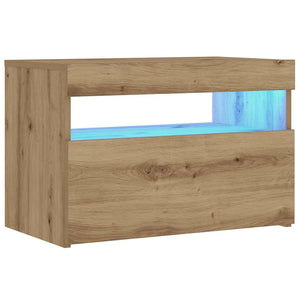 vidaXL Bedside Cabinet with LED Lights Artisan Oak 60x35x40 cm Engineered Wood