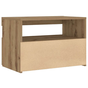 vidaXL Bedside Cabinet with LED Lights Artisan Oak 60x35x40 cm Engineered Wood