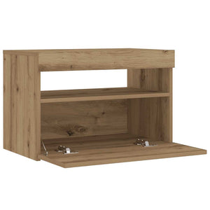 vidaXL Bedside Cabinet with LED Lights Artisan Oak 60x35x40 cm Engineered Wood