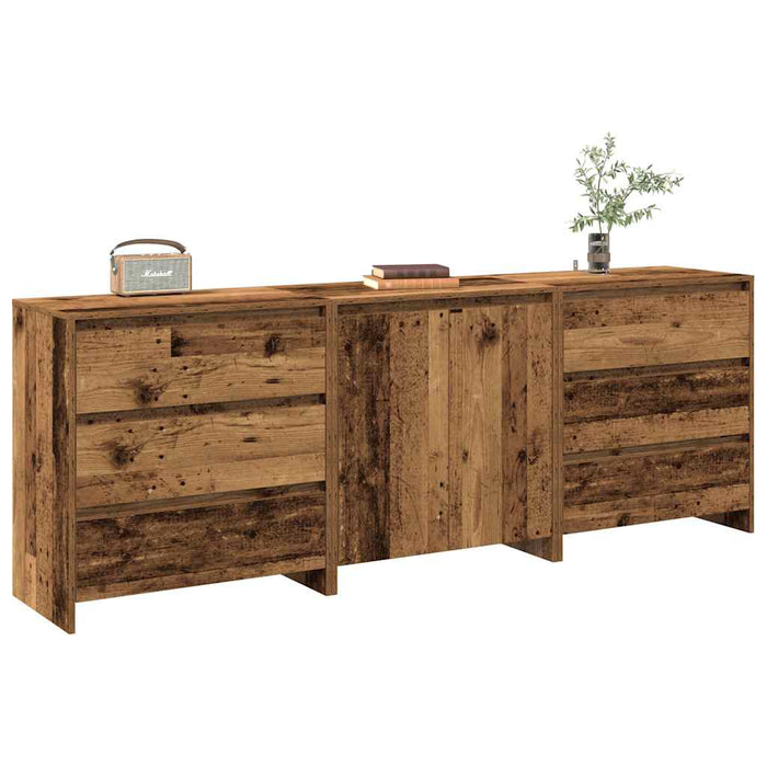 vidaXL 3 Piece Sideboard Old Wood Engineered Wood