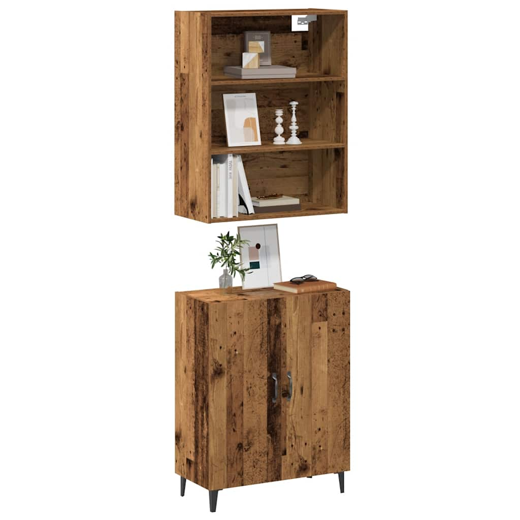 vidaXL Sideboard with Wall Cabinet Old Wood Engineered Wood